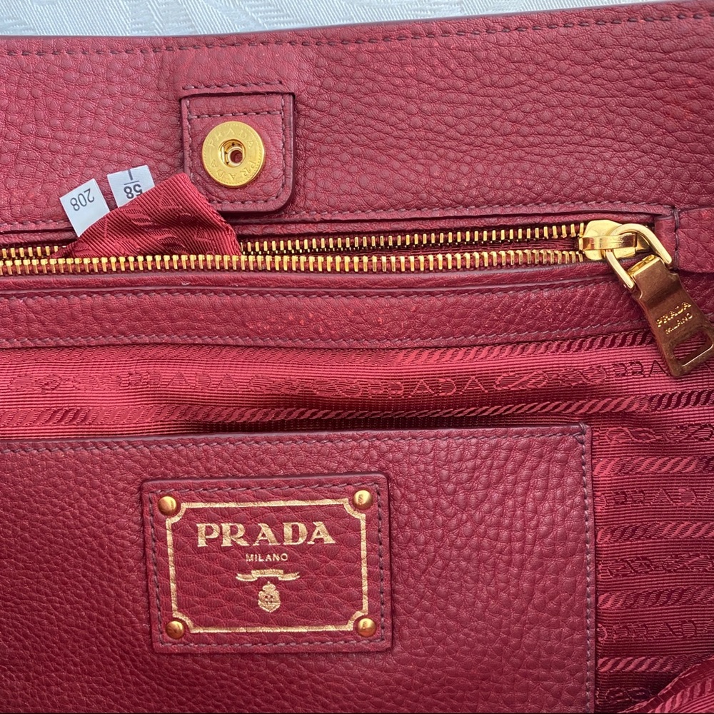 Prada red leather tote bag - Picture 11 of 12